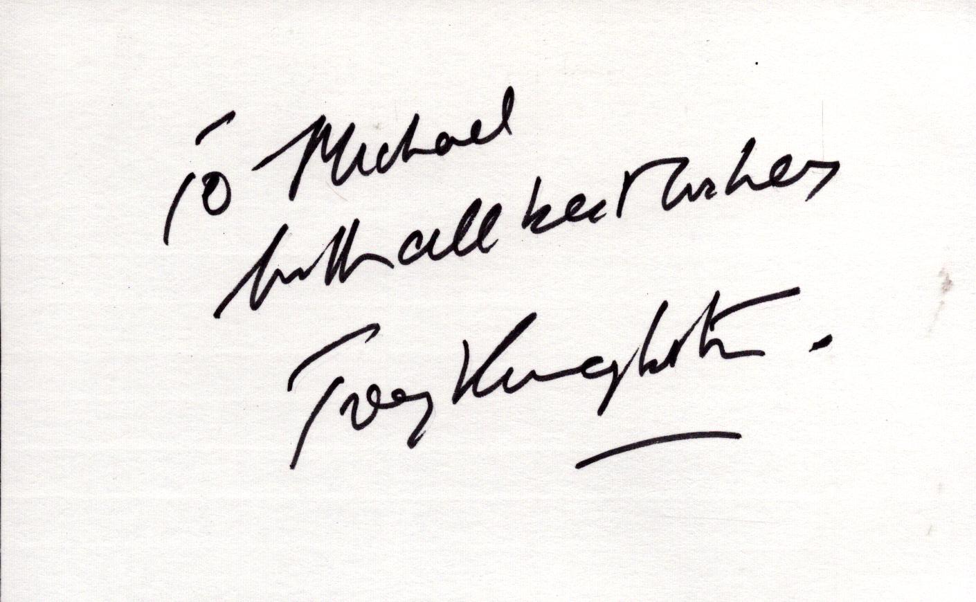 Troy Kennedy Martin signed 6x4 inch white card dedicated