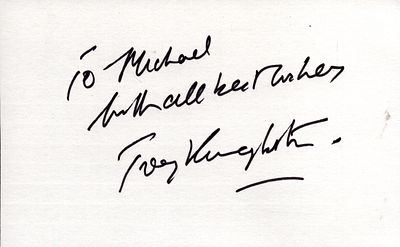Troy Kennedy Martin signed 6x4 inch white card dedicated