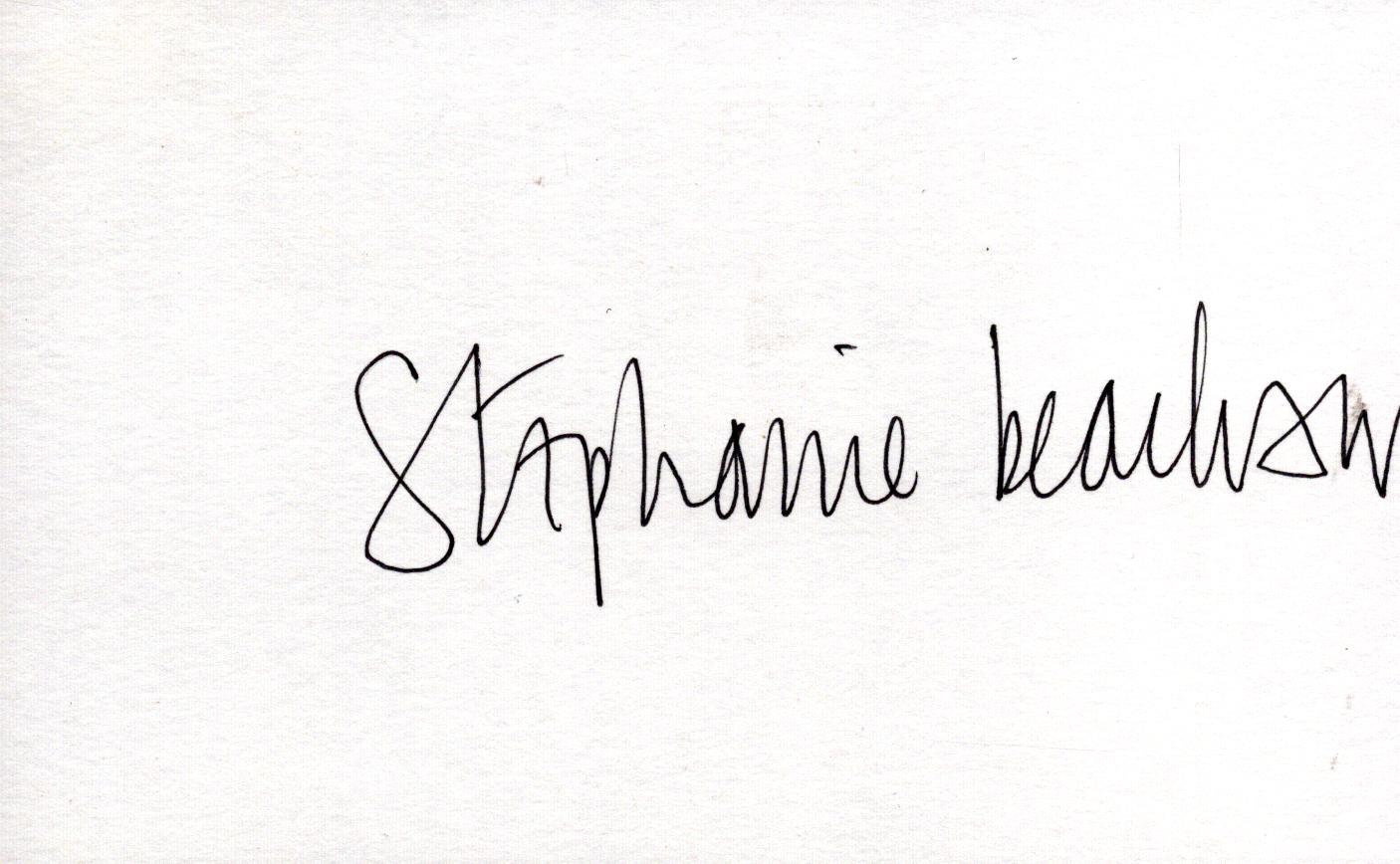 Stephanie Beacham signed 5X3 inch white card