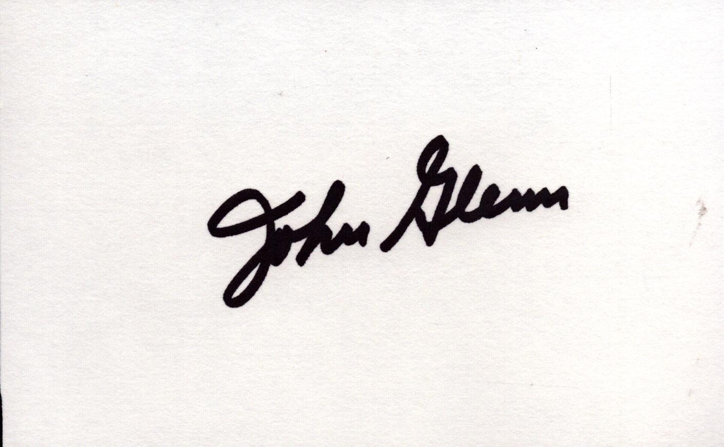 John Glenn signed 5x3 inch white card