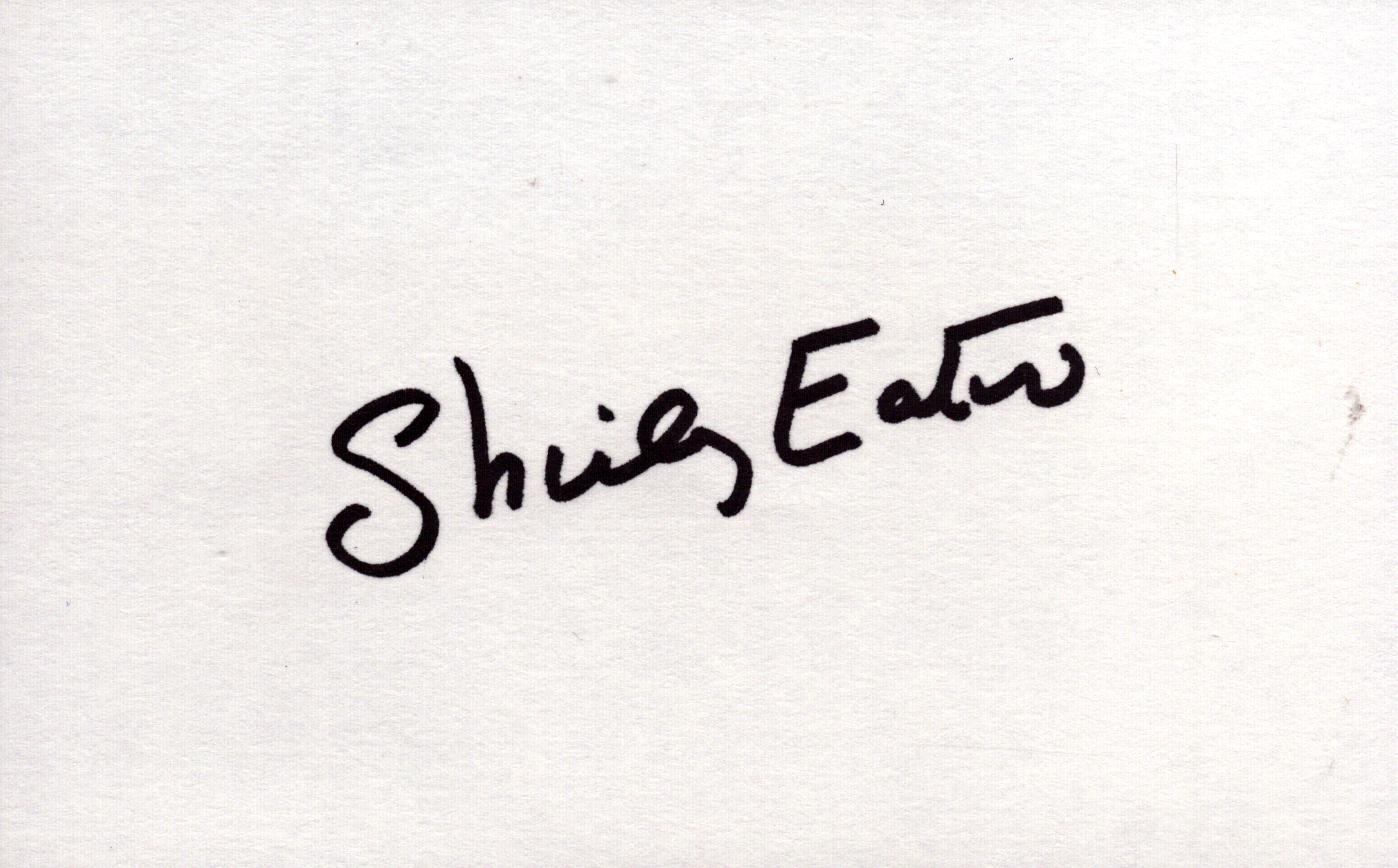 Shirley Eaton signed 5X3 inch white card
