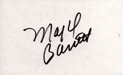 Majel Barrat signed 5x3 inch white card