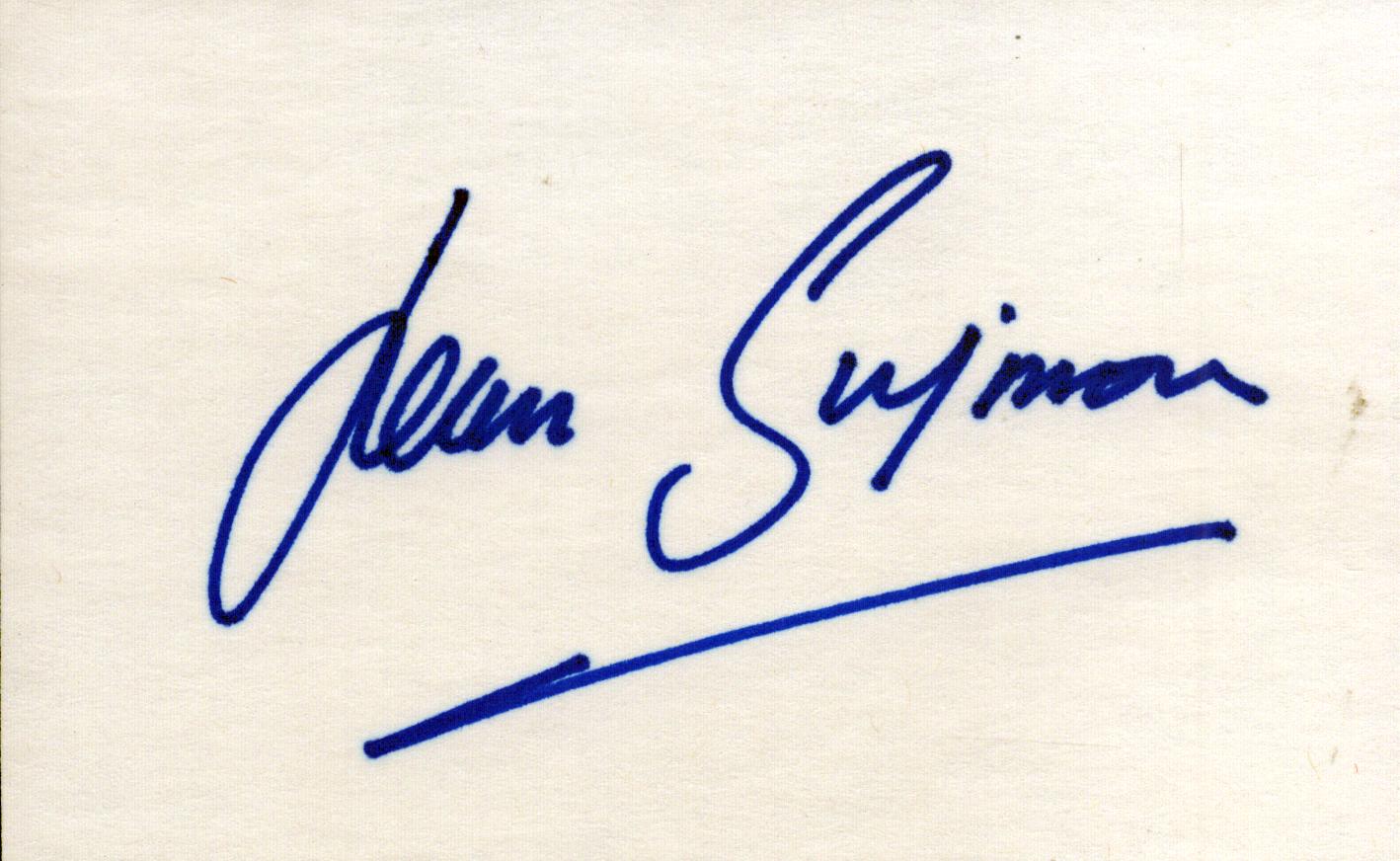 Jean Symon Signed 5X3 inch white card