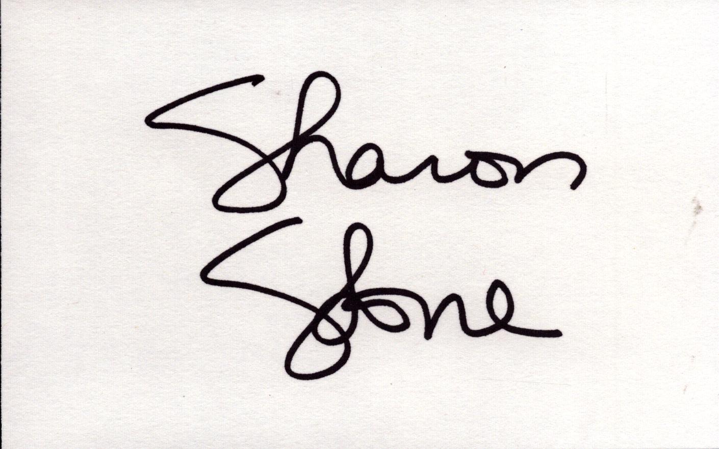 Just Sharon Stone signed 5x53 inch white card