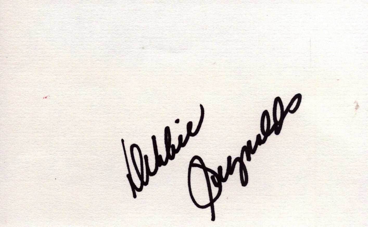 Debbie Reynolds Signed 5X3 inch white card