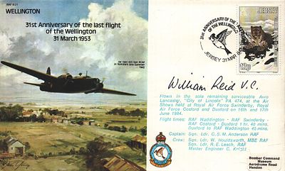 William Reid, Flt. Lt. V.C. signed FDC. 31st Anniversary of the last flight of the Wellington 