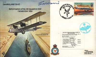 G R Howie, Group Captain DSO signed FDC. De Havilland F.H.10 Reformation of No.216 Squadron 