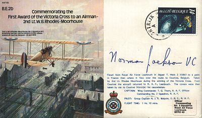 Norman Cyril Jackson, V.C. signed FDC. B.E.2b Commemorating the First Award of the Victoria 