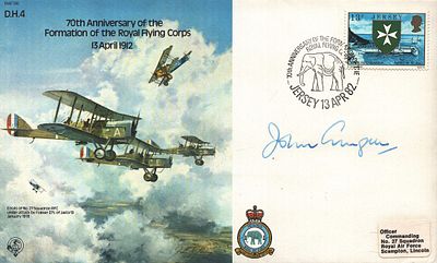 Sir John Gingell, Air Chief Marshal, KCB CBE RAF signed FDC. D.H.4 70th Anniversary of the 