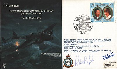R. A. B. Learoyd VC & C. S. White, Pilot: Flt. Lt. signed FDC. H.P. Hampden First Victoria 