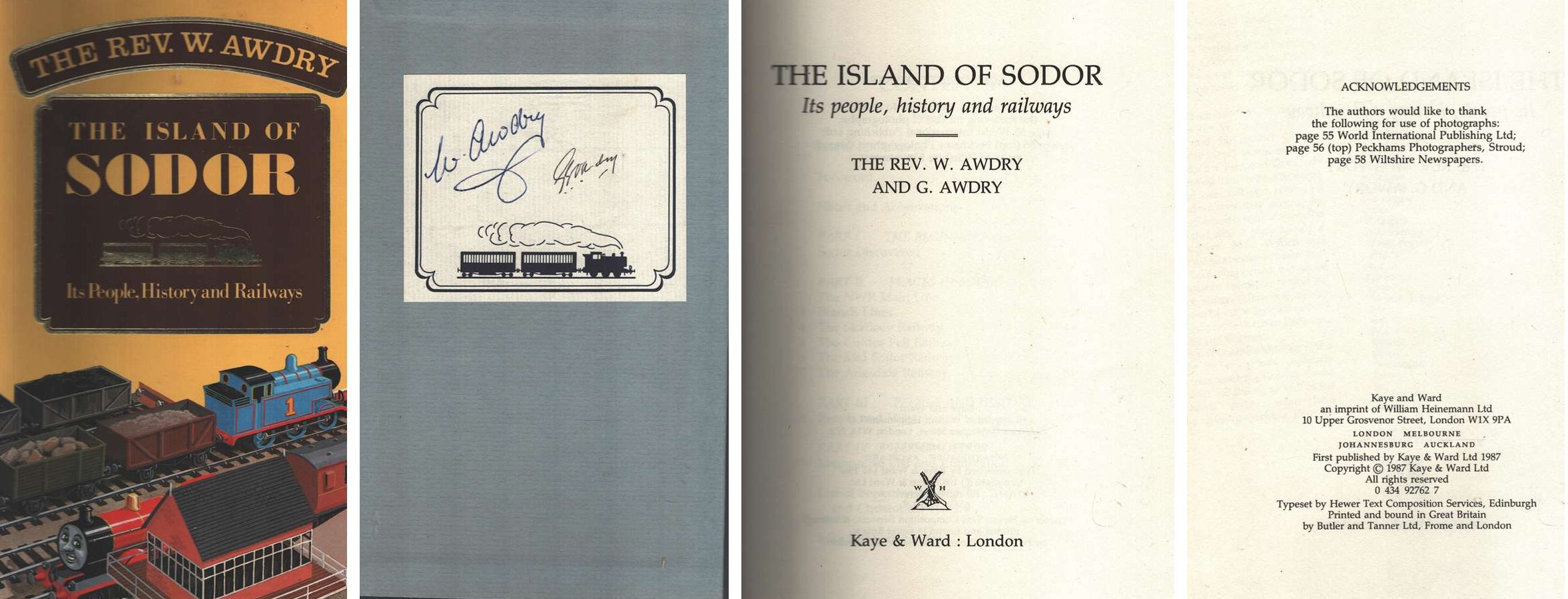 The Rev. W. Awdry & G. Awdry signed The Island of Sodor Its People