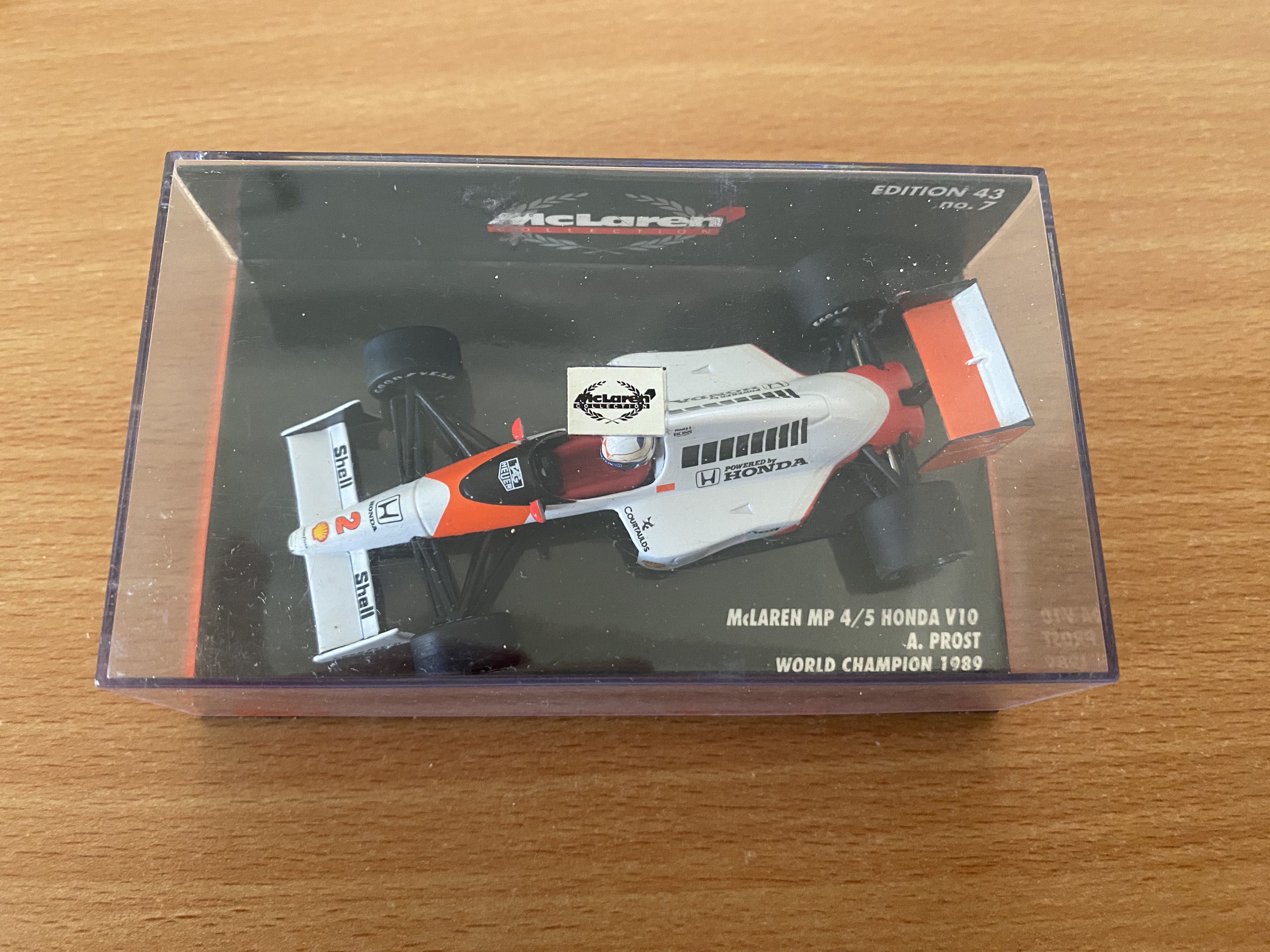 McLaren MP4/5 Honda A. Prost World Champion 1989 Minichamps model car, 1:43