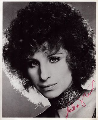 Barbara Streisand signed 10x8inch black and white photo.