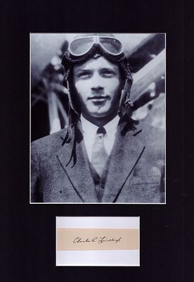 Charles Lindbergh 16x12inch approx mounted signature piece includes signed page cutting and 