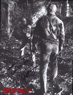 Thorn Mathews signed Friday the 13th VI 10x8inch black and white photo.