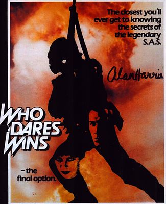 Alan Harris signed "Who Dares Wins" 10x8inch colour promo photo.