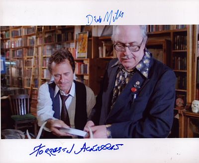 Forest J Ackerman and Dick Miller signed 10x8inch colour photo.