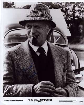 Richard Widmark signed To the Devil a Daughter 10x8inch black and white photo.
