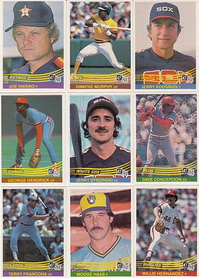 Lot of DONRUSS 1984 Baseball Cards ; A superb lot of 55 trading cards issued in 1984 by Donruss 