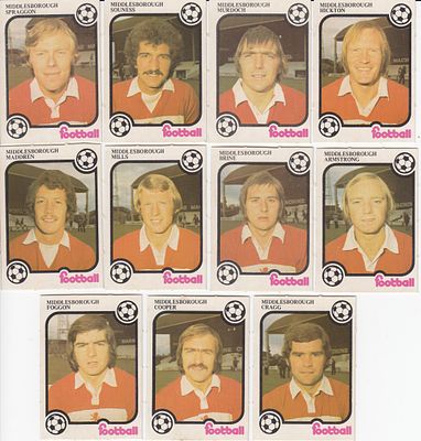 Lot of MONTY GUM - MIDDLESBROUGH 1975/76 Trade Cards ; A superb lot of 11 trading cards 