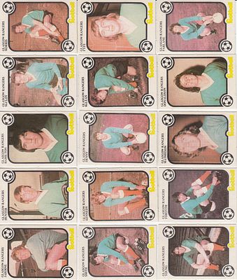 Lot of MONTY GUM - RANGERS 1975/76 Trade Cards ; A superb lot of 15 trading cards depicting 