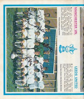 Autographed LEEDS UNITED 1970 Team Picture ; Removed from the 1970 FA Cup semi-final programme 