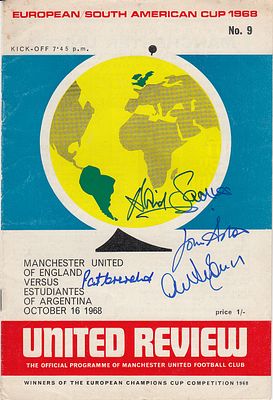 Autographed MAN UNITED 1968 Programme ; Official programme for the second leg of the 1968 World 