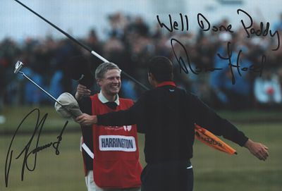 322) PADRAIG HARRINGTON & RONAN FLOOD signed British Open Golf Winner 8x12 Photo &pound;12-14