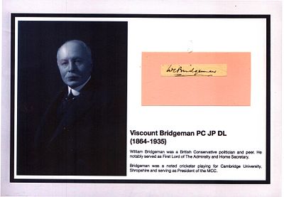 Viscount Bridgeman PC JP DL (1864-1935) 12x8inch signature piece includes signed album page 