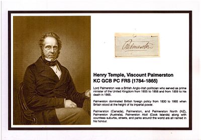 Henry Temple , Viscount Palmerston KC GCB PC FRS 12x8inch signature piece includes signed page 