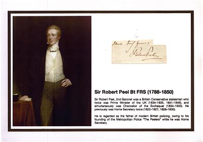 Sir Robert Peel BT FRS (1788-1850) 12x8inch signature piece includes signed page cutting 