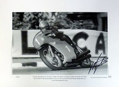Giacomo Agostini signed limited edition print with signing photo Over the course of a 