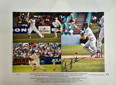 Gary Kirsten signed limited edition print with signing photo. Gary Kirsten scored over 7,000 