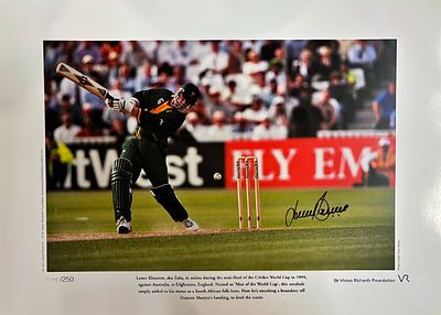 Lance Klusener signed limited edition print with signing photo. Lance Klusener is one of the 