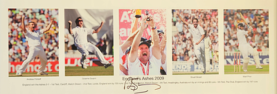 Ashes 2009 – England - 5 photo presentation signed by Andrew Strauss - The 2009 Ashes saw 