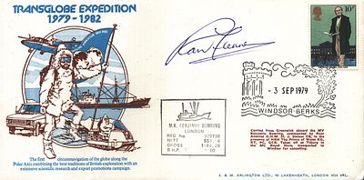 Ranulph Fiennes signed FDC. Exploration Transglobe Expedition 1979-1982. Single Stamp plus 