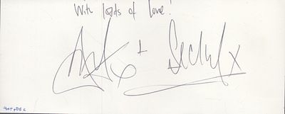 Ant and Dec signed signature piece on white card.