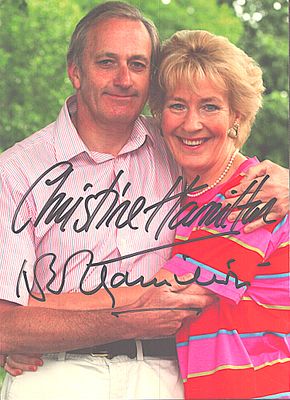 Neil Hamilton and Christine Hamilton signed 7x5inch coloured photo.