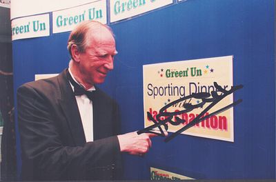 Jack Charlton signed coloured photo, 7x5inch.