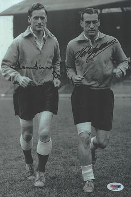 Tom Finney and Nat Lofthouse signed 12x8inch black and white photo.