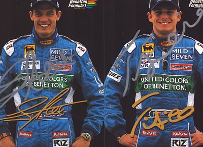 Signed postcards from Giancarlo Fisichella and Alexander Wurz.