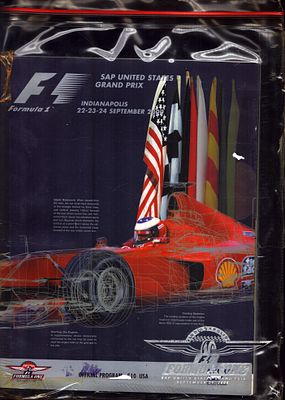 Formula 1 Sap United States Grand Prix programme, Sep 24, 2000, shows signs of age.