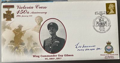 WW2 Dambusters Les Munro signed cover 150th ann of Victoria Cross 29 Jan 1856 and Wg Cdr Guy 