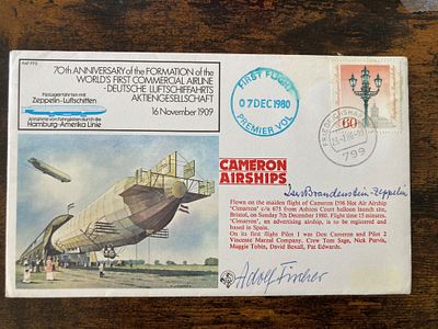 ULTRA RARE Frau Zeppelin Adolf Fischer Zeppelin Hindenburg 1937 signed cover FF8. Number 7 of 