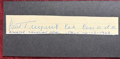 WW2 Victoria Cross 1943 Brig Gen Paul Triquet VC signature and 3 page Biography. 13.5cm x 2cm 