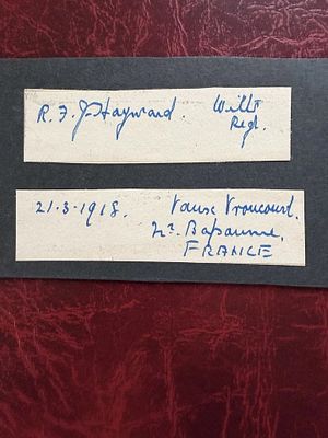 Rare Victoria Cross winner Lt Colonel Reginald F. J. Hayward VC MC signed piece and biography. 
