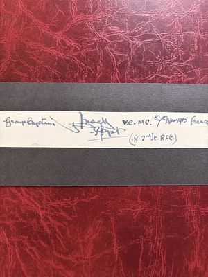 Rare Victoria Cross winner Group Captain Gilbert S.M.Insall VC MC signed piece and biography. 