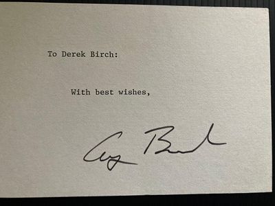 US 41st President George H Bush signed card and biography. Hand signed with typed dedication to 