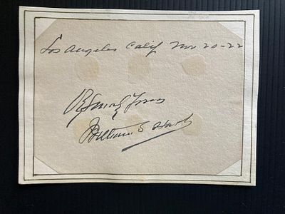 Western Silent movie star William Surrey Hart signed vintage page. American silent film actor 