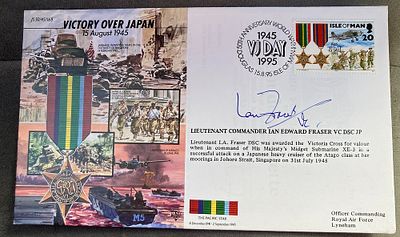 WW2 Lt Cmdr Ian Edward Fraser VC signed JS/50/45/16B Victory Over Japan 15 Aug 1945 WW2 FDC. PM 